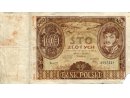 Banknot o nominale 100 zł przesłany z obozu kozielskiego listem z marca 1940.