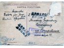 Zwrot karty pocztowej skierowanej do obozu Starobielskiego przez Sagańską z m. Batorz dn. 25 IV 40 r.
