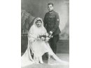 Fotografia ślubna: Józef Balcer w mundurze porucznika z żoną Faustyną.