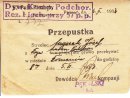 Przepustka dla Józefa Myssaka wydana 4 II 1933 przez Dywizję Kompanii Podchorążych Rezerwy 57 pp Wlkp, uprawniająca do przebywania w mieście Poznaniu do godz. 8.00- 5 II 1933r.